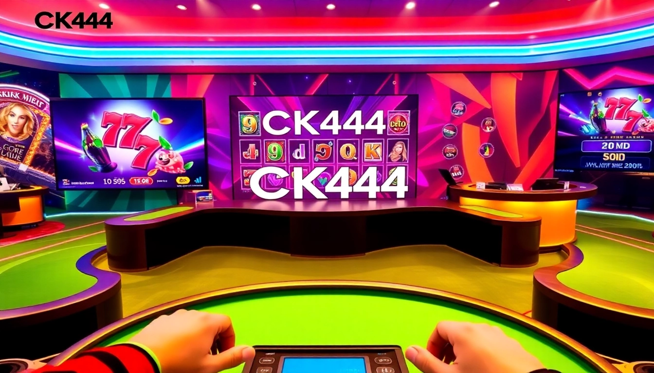 CK444 online gaming platform showcasing slots, live dealer games, and sports betting with engaging visuals for players.