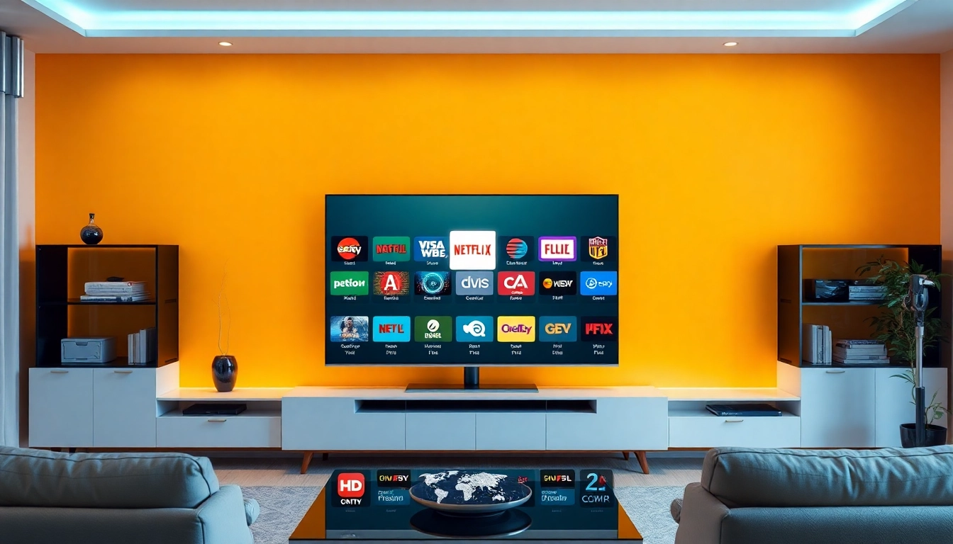 Screen displaying Atlas Pro IPTV service with numerous channels and VOD content in a high-quality interface, emphasizing reliable streaming and modern design.