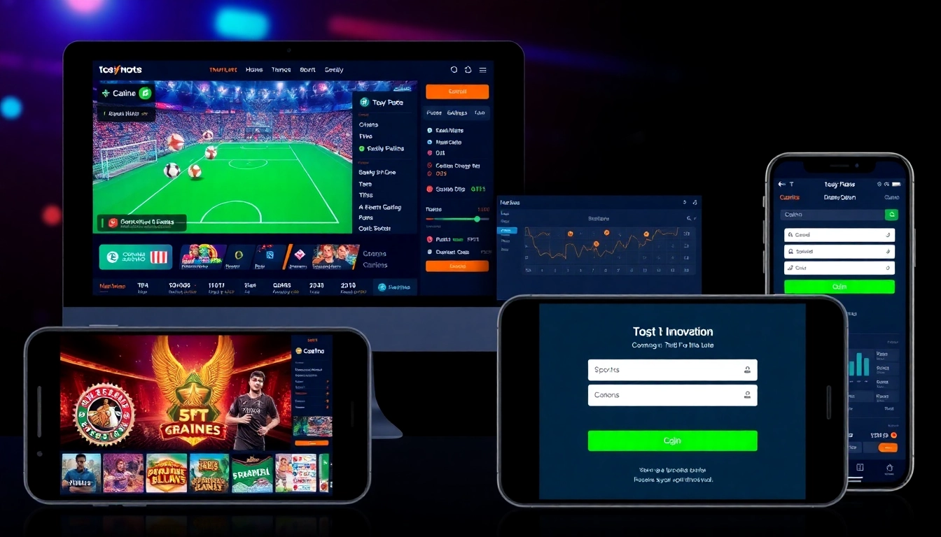 Laser247 online betting platform showcasing live sports and casino games on mobile and desktop, emphasizing security and user engagement.
