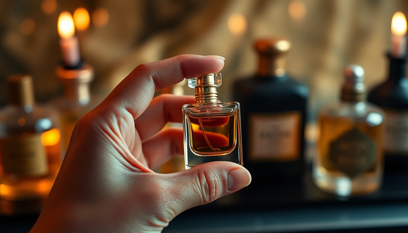 Stylish person selecting parfumproben kaufen sample from a collection, emphasizing discovery